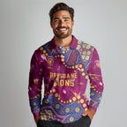 Personalized Brisbane Lions Long Sleeve Polo Shirt Aboriginal Pattern with Graffiti Style