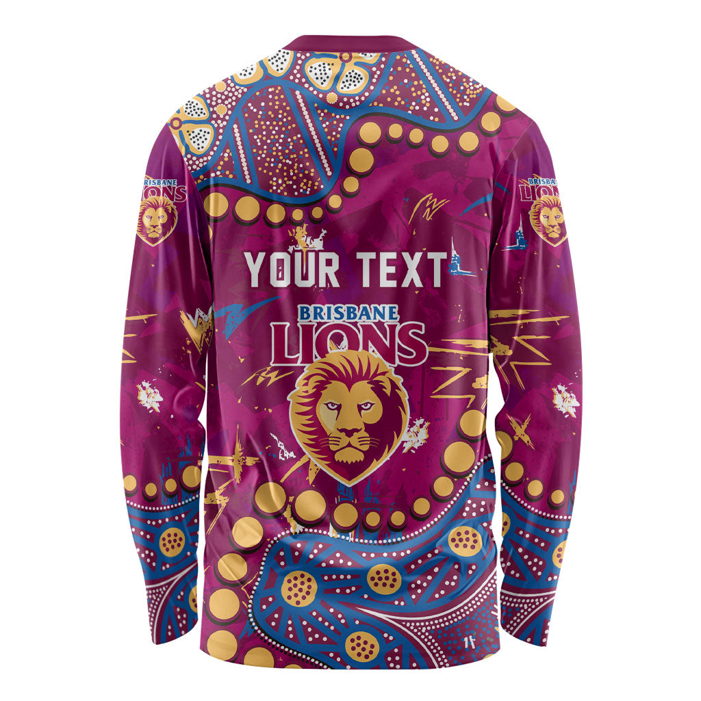 Personalized Brisbane Lions Long Sleeve Shirt Aboriginal Pattern with Graffiti Style