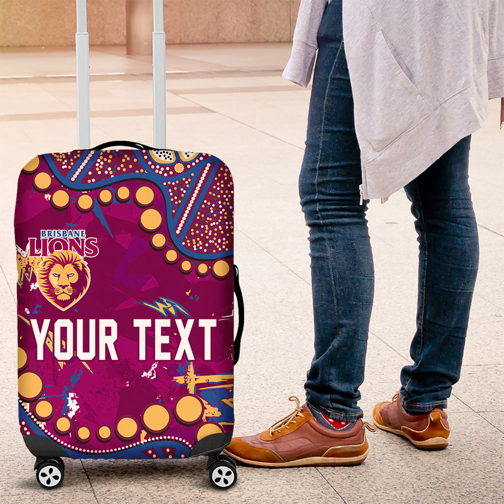Personalized Brisbane Lions Luggage Cover Aboriginal Pattern with Graffiti Style