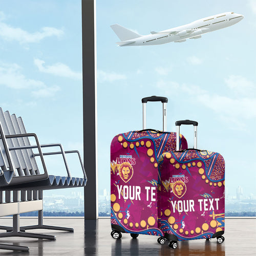 Personalized Brisbane Lions Luggage Cover Aboriginal Pattern with Graffiti Style