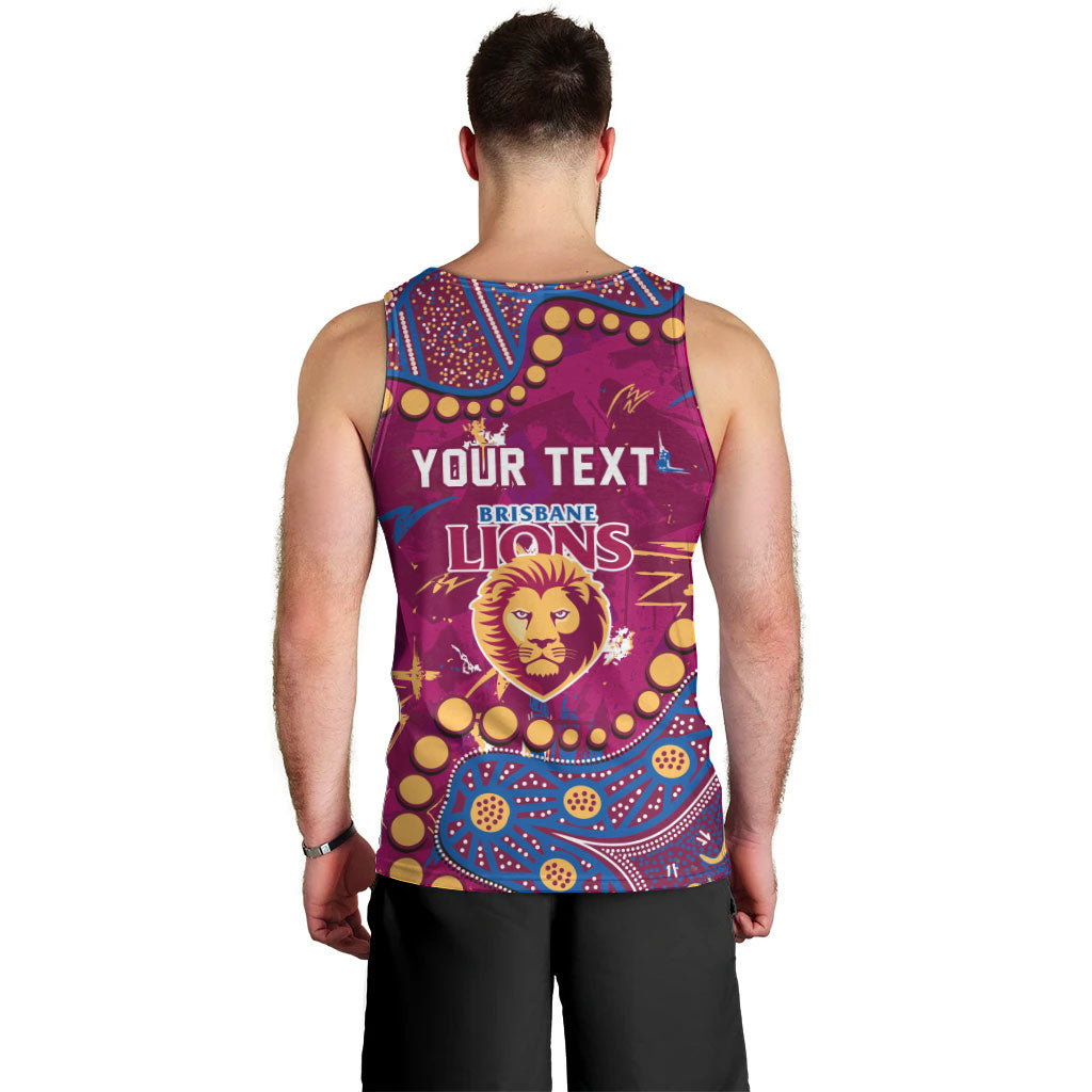 Personalized Brisbane Lions Men Tank Top Aboriginal Pattern with Graffiti Style