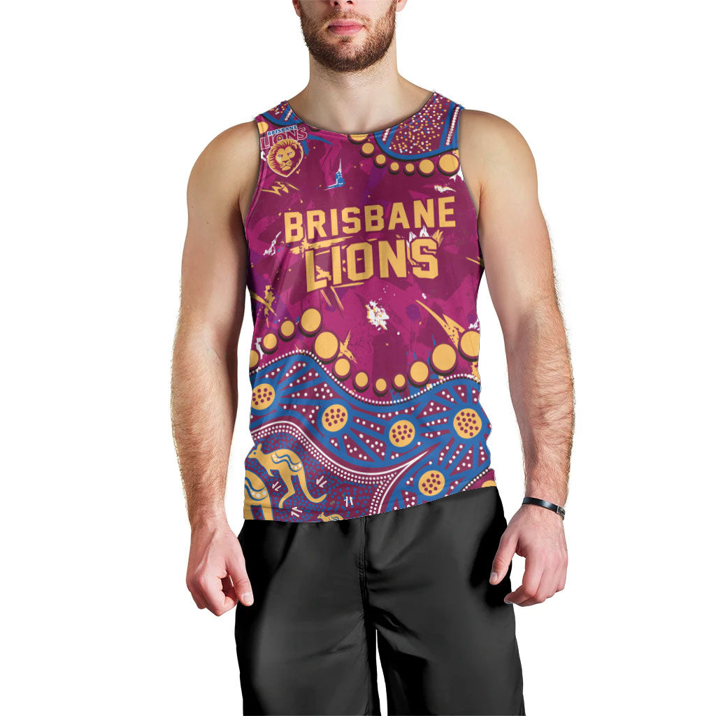 Personalized Brisbane Lions Men Tank Top Aboriginal Pattern with Graffiti Style