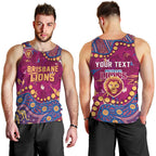 Personalized Brisbane Lions Men Tank Top Aboriginal Pattern with Graffiti Style