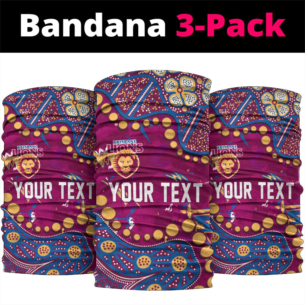 Personalized Brisbane Lions Neck Gaiter Aboriginal Pattern with Graffiti Style