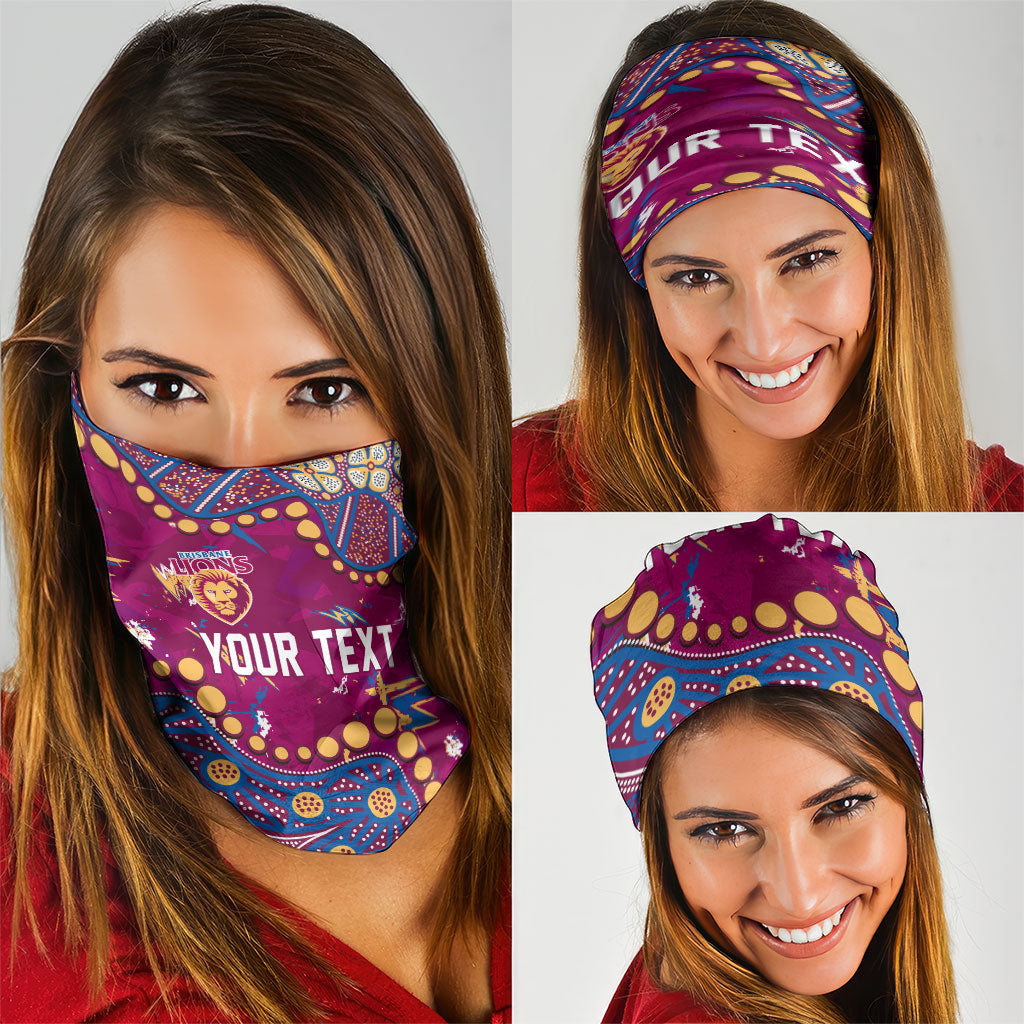 Personalized Brisbane Lions Neck Gaiter Aboriginal Pattern with Graffiti Style