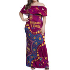 Personalized Brisbane Lions Off Shoulder Maxi Dress Aboriginal Pattern with Graffiti Style