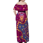 Personalized Brisbane Lions Off Shoulder Maxi Dress Aboriginal Pattern with Graffiti Style