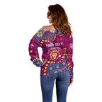 Personalized Brisbane Lions Off Shoulder Sweater Aboriginal Pattern with Graffiti Style
