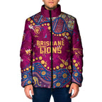 Personalized Brisbane Lions Padded Jacket Aboriginal Pattern with Graffiti Style