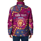 Personalized Brisbane Lions Padded Jacket Aboriginal Pattern with Graffiti Style