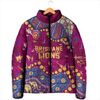 Personalized Brisbane Lions Padded Jacket Aboriginal Pattern with Graffiti Style