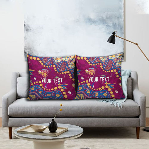 Personalized Brisbane Lions Pillow Cover Aboriginal Pattern with Graffiti Style