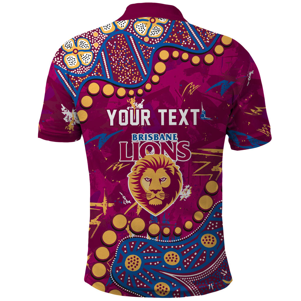 Personalized Brisbane Lions Polo Shirt Aboriginal Pattern with Graffiti Style