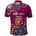 Personalized Brisbane Lions Polo Shirt Aboriginal Pattern with Graffiti Style