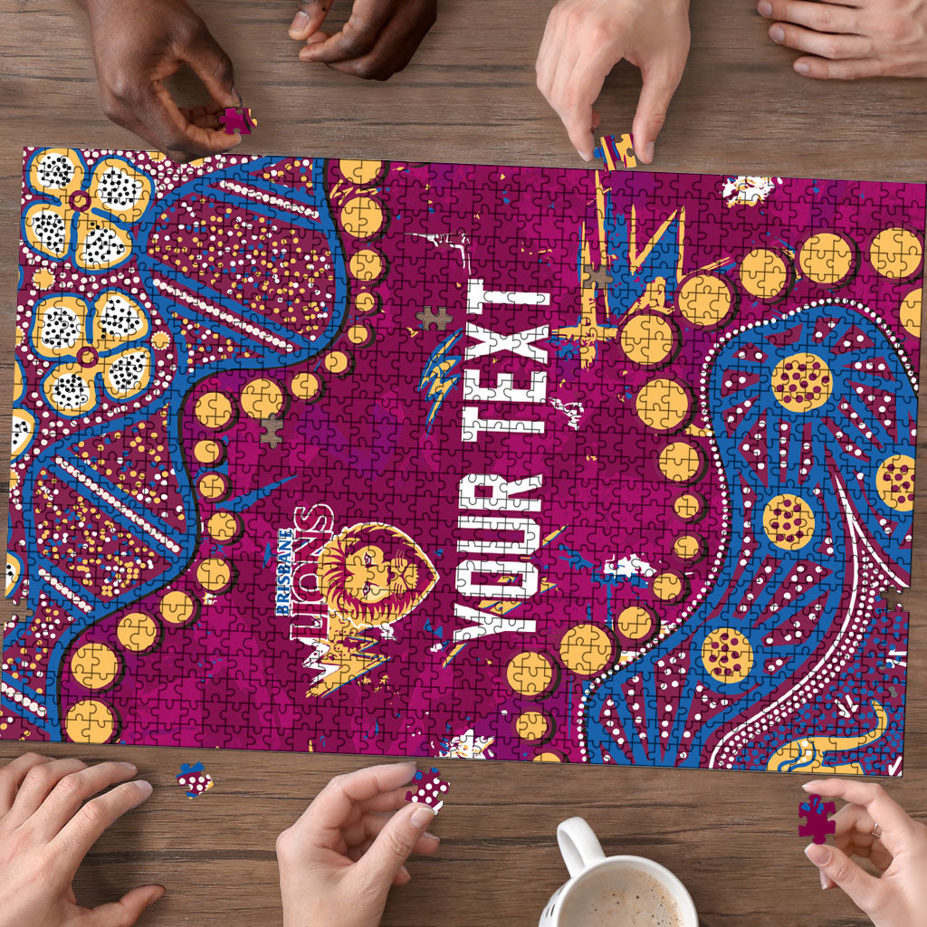 Personalized Brisbane Lions Puzzle Aboriginal Pattern with Graffiti Style