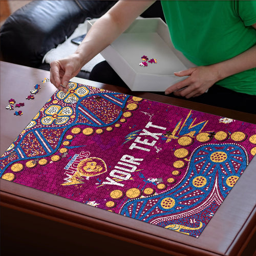 Personalized Brisbane Lions Puzzle Aboriginal Pattern with Graffiti Style