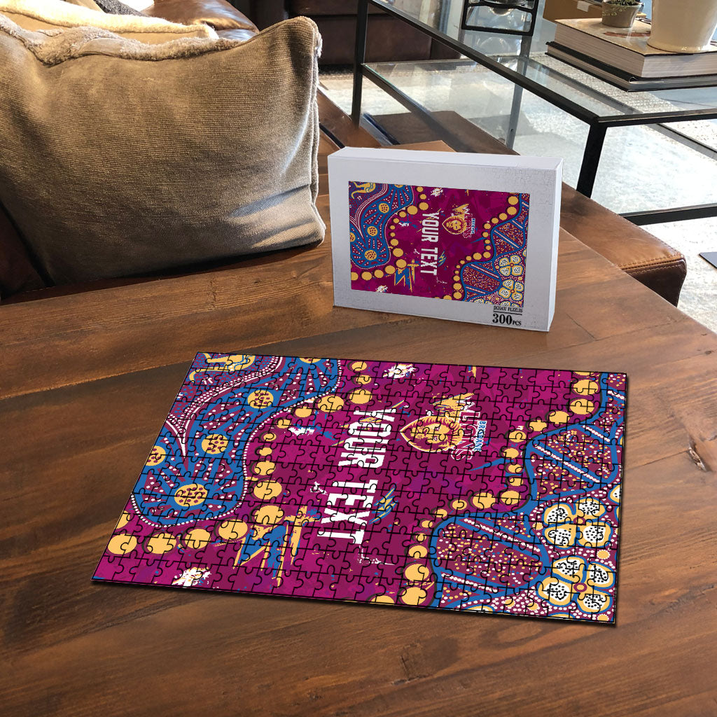 Personalized Brisbane Lions Puzzle Aboriginal Pattern with Graffiti Style