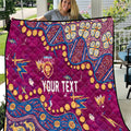 Personalized Brisbane Lions Quilt Aboriginal Pattern with Graffiti Style