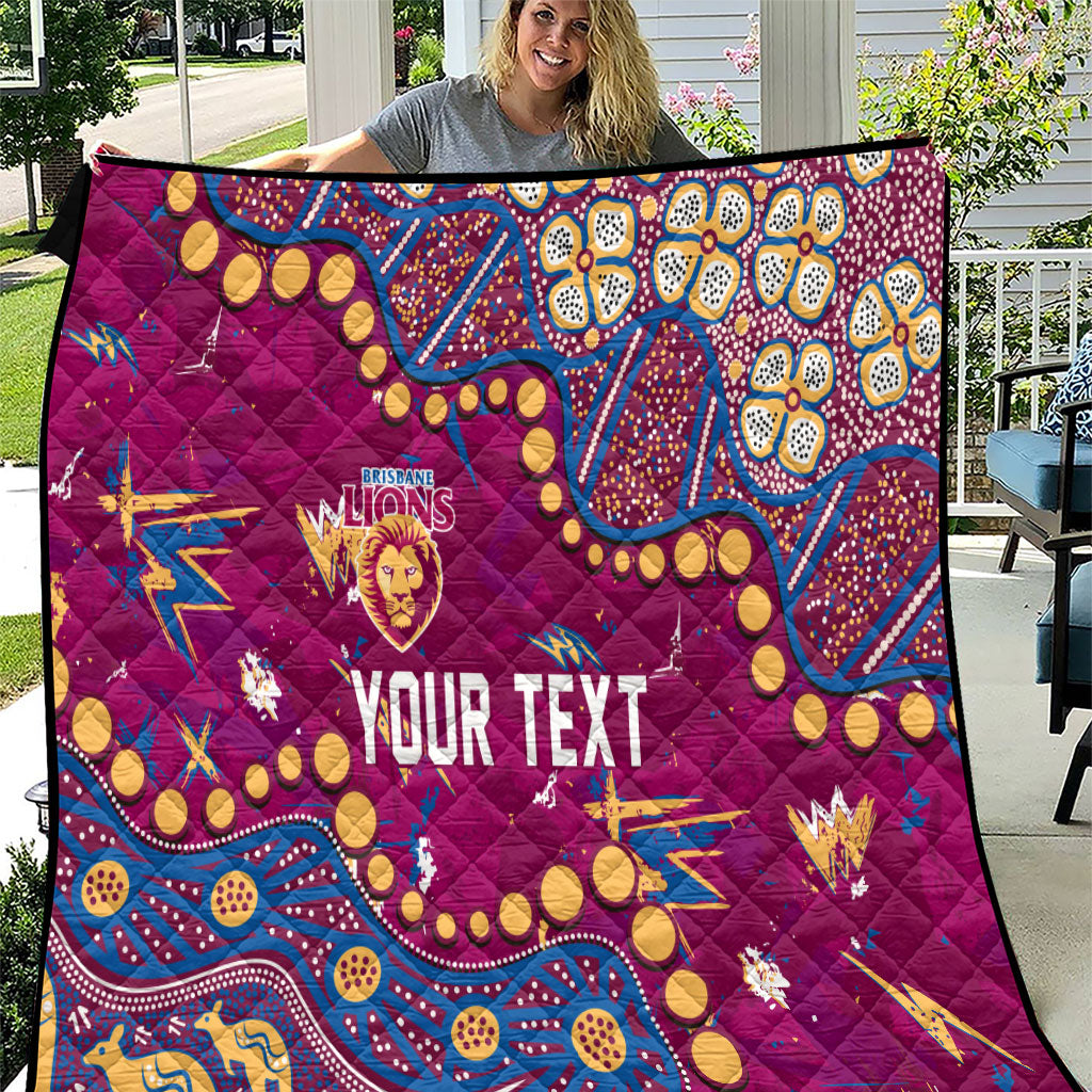 Personalized Brisbane Lions Quilt Aboriginal Pattern with Graffiti Style