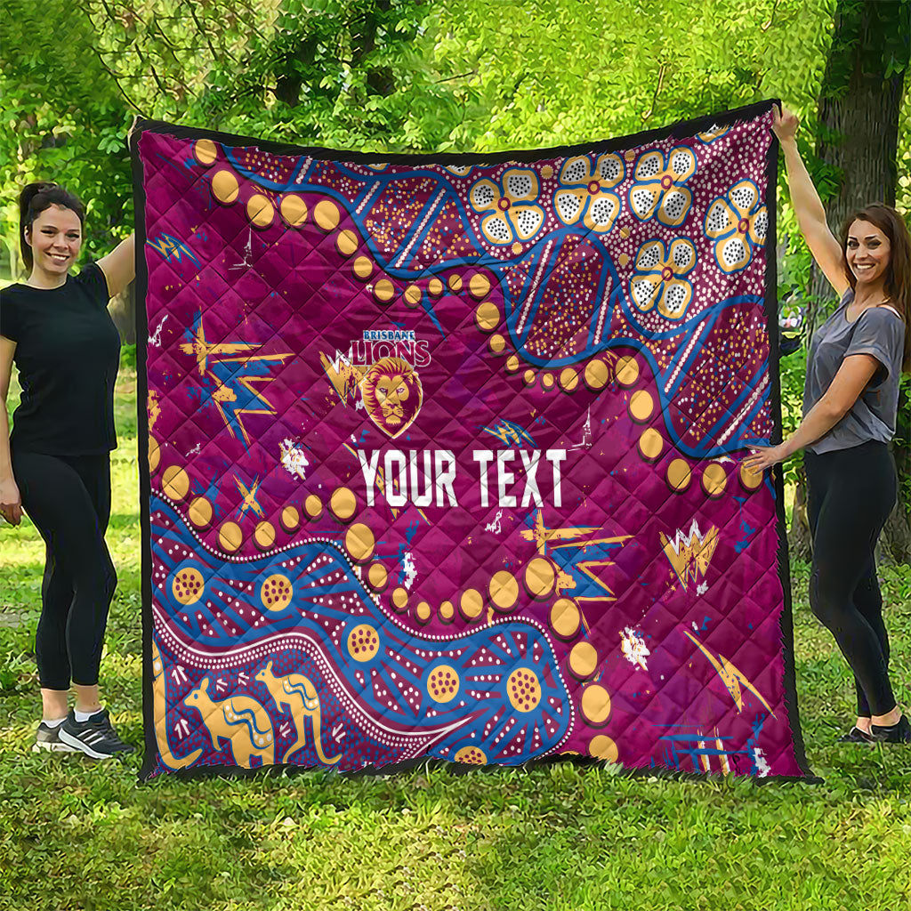 Personalized Brisbane Lions Quilt Aboriginal Pattern with Graffiti Style