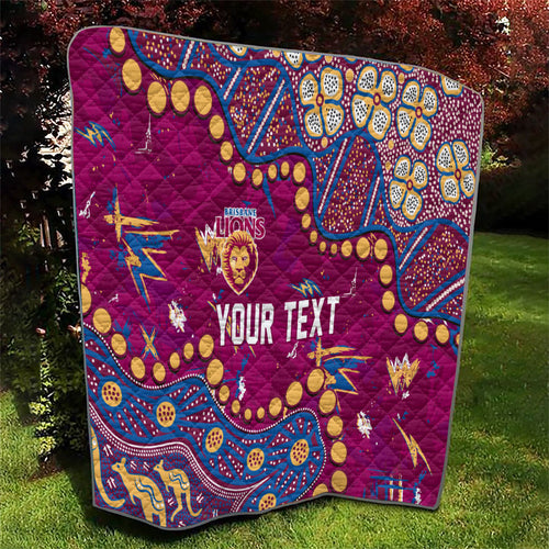 Personalized Brisbane Lions Quilt Aboriginal Pattern with Graffiti Style