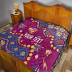 Personalized Brisbane Lions Quilt Aboriginal Pattern with Graffiti Style