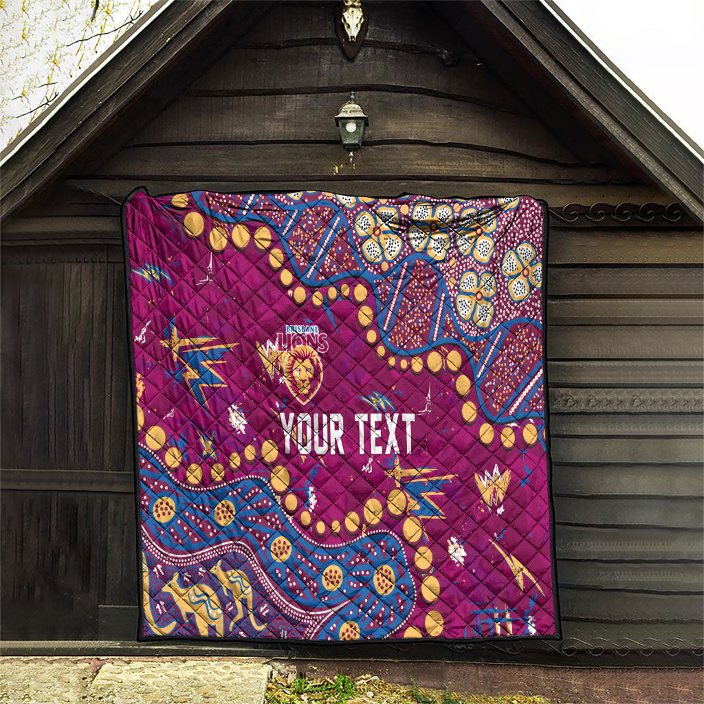 Personalized Brisbane Lions Quilt Aboriginal Pattern with Graffiti Style