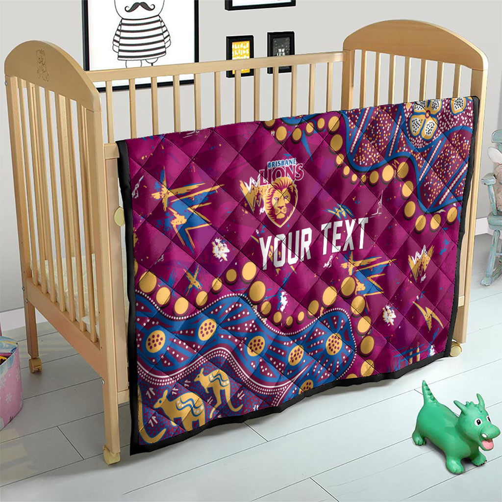 Personalized Brisbane Lions Quilt Aboriginal Pattern with Graffiti Style