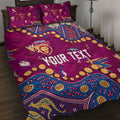 Personalized Brisbane Lions Quilt Bed Set Aboriginal Pattern with Graffiti Style