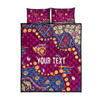Personalized Brisbane Lions Quilt Bed Set Aboriginal Pattern with Graffiti Style