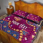 Personalized Brisbane Lions Quilt Bed Set Aboriginal Pattern with Graffiti Style