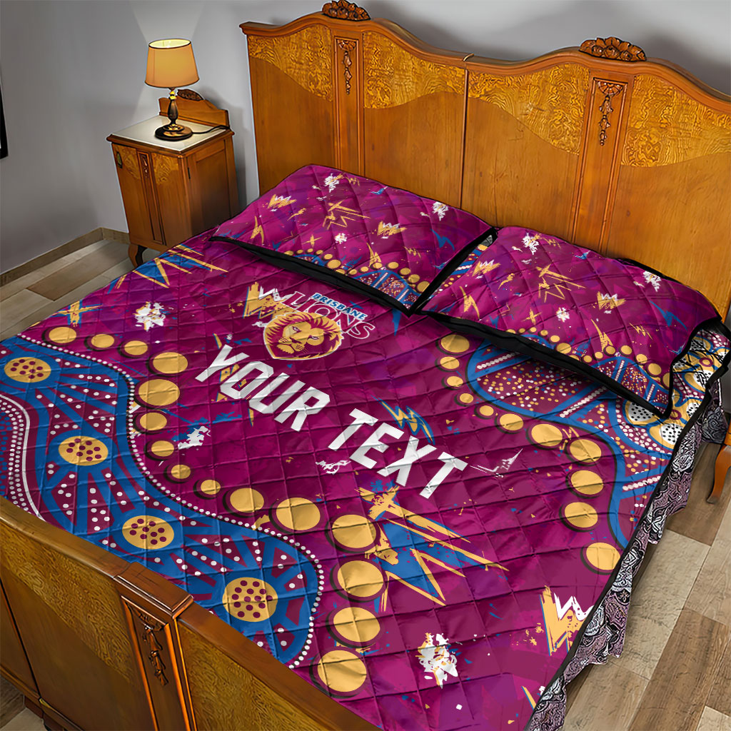 Personalized Brisbane Lions Quilt Bed Set Aboriginal Pattern with Graffiti Style