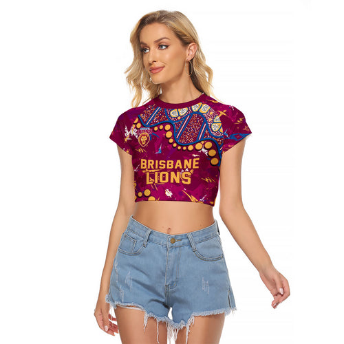 Personalized Brisbane Lions Raglan Cropped T Shirt Aboriginal Pattern with Graffiti Style