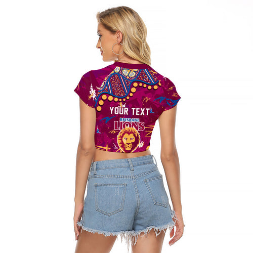 Personalized Brisbane Lions Raglan Cropped T Shirt Aboriginal Pattern with Graffiti Style