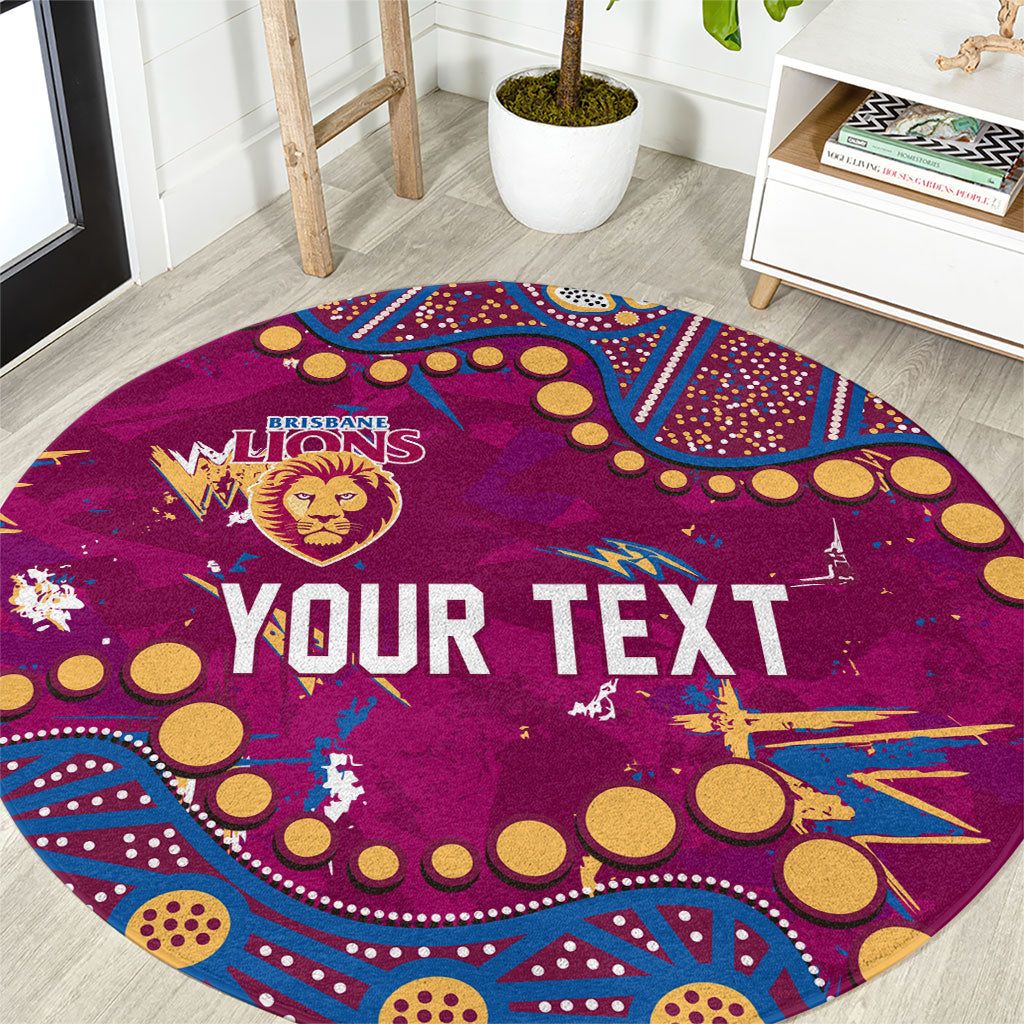 Personalized Brisbane Lions Round Carpet Aboriginal Pattern with Graffiti Style