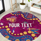 Personalized Brisbane Lions Round Carpet Aboriginal Pattern with Graffiti Style