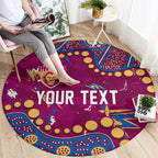 Personalized Brisbane Lions Round Carpet Aboriginal Pattern with Graffiti Style