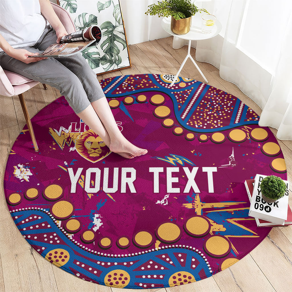 Personalized Brisbane Lions Round Carpet Aboriginal Pattern with Graffiti Style