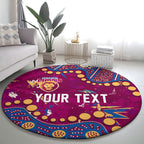 Personalized Brisbane Lions Round Carpet Aboriginal Pattern with Graffiti Style