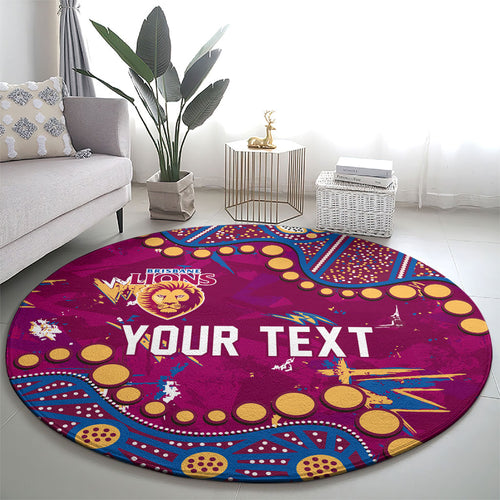Personalized Brisbane Lions Round Carpet Aboriginal Pattern with Graffiti Style