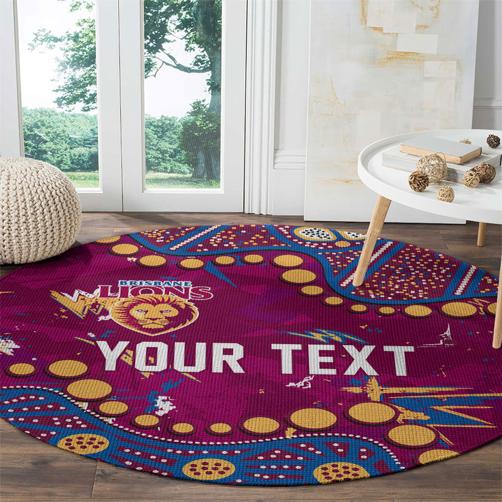 Personalized Brisbane Lions Round Carpet Aboriginal Pattern with Graffiti Style