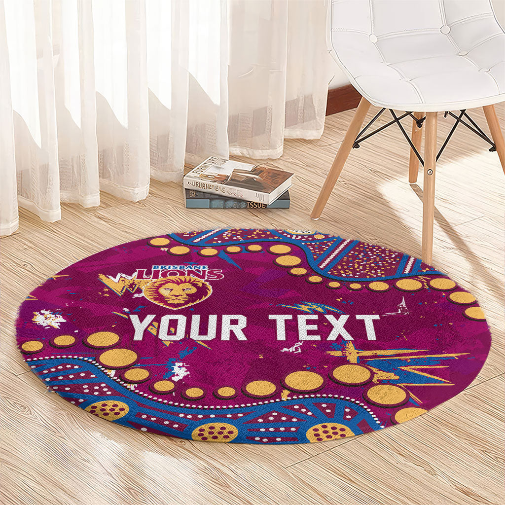 Personalized Brisbane Lions Round Carpet Aboriginal Pattern with Graffiti Style