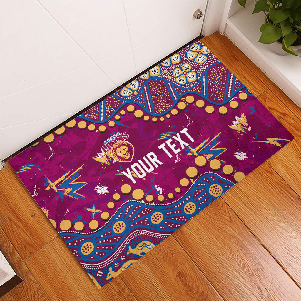 Personalized Brisbane Lions Rubber Doormat Aboriginal Pattern with Graffiti Style