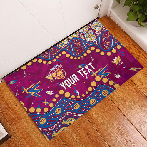 Personalized Brisbane Lions Rubber Doormat Aboriginal Pattern with Graffiti Style
