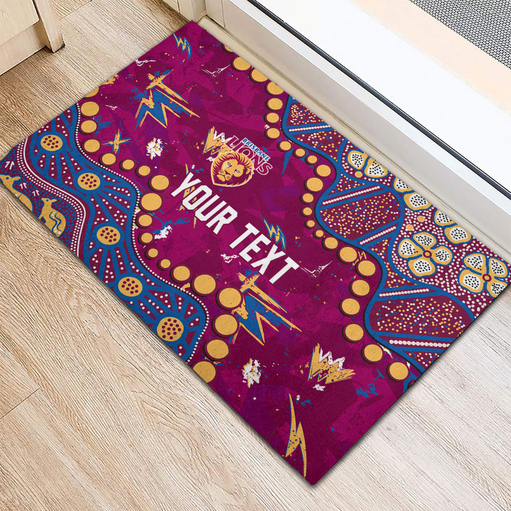 Personalized Brisbane Lions Rubber Doormat Aboriginal Pattern with Graffiti Style