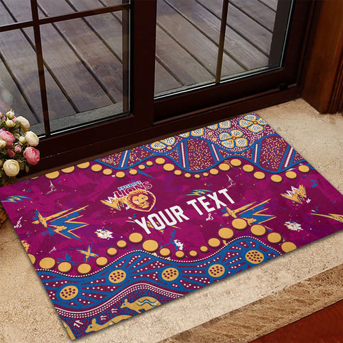 Personalized Brisbane Lions Rubber Doormat Aboriginal Pattern with Graffiti Style