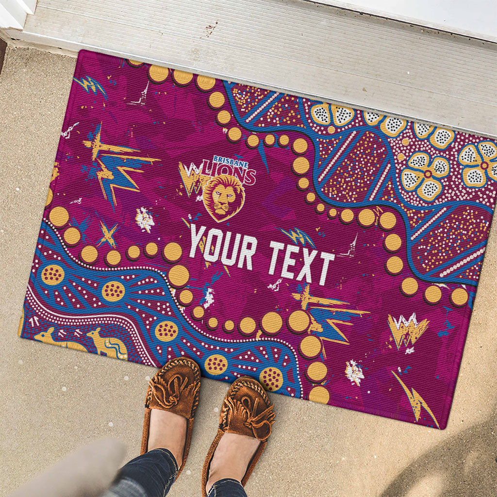 Personalized Brisbane Lions Rubber Doormat Aboriginal Pattern with Graffiti Style
