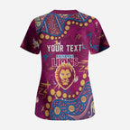 Personalized Brisbane Lions Scrub Top Aboriginal Pattern with Graffiti Style