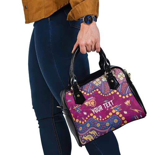 Personalized Brisbane Lions Shoulder Handbag Aboriginal Pattern with Graffiti Style