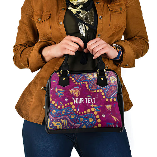 Personalized Brisbane Lions Shoulder Handbag Aboriginal Pattern with Graffiti Style